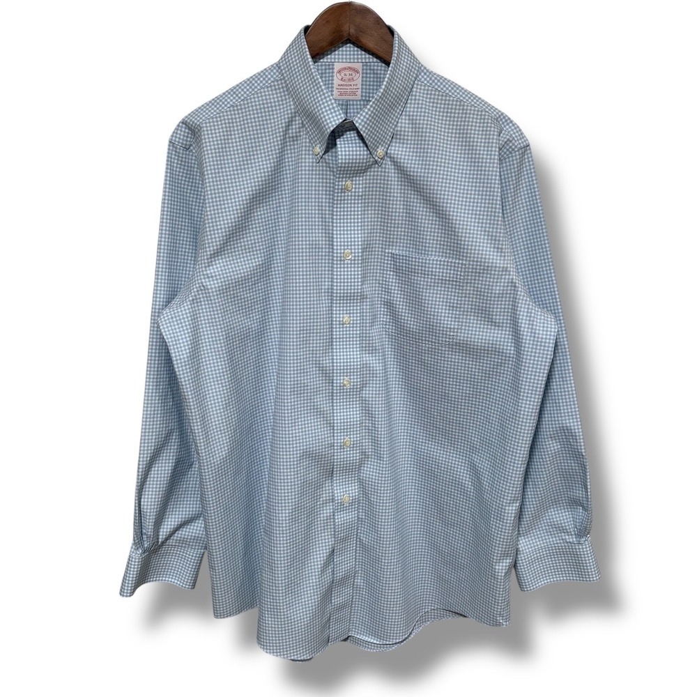 Brooks Brothers 1818 Madison Fit Men's Button Up Checkered Shirt Size 16 - 34